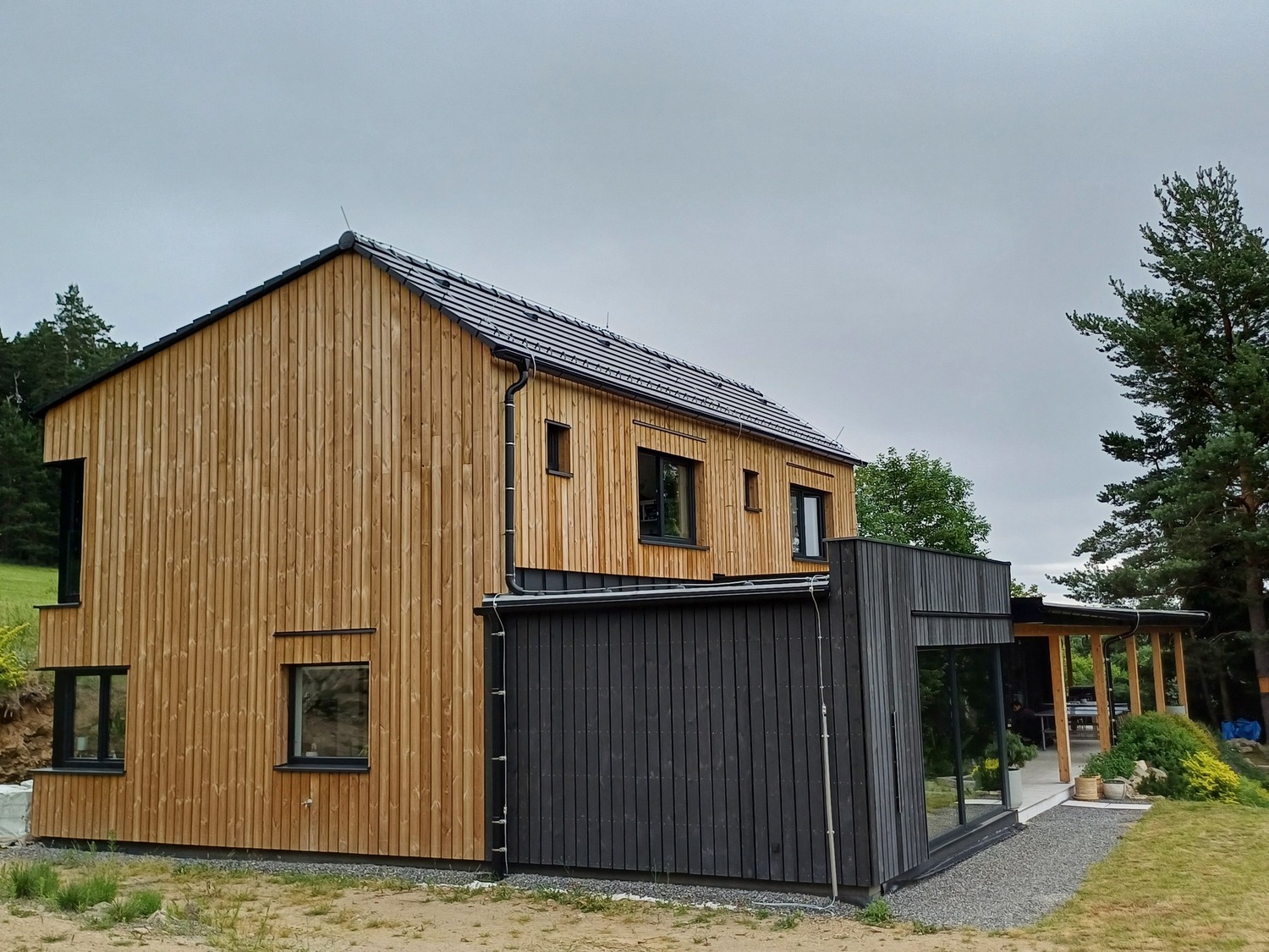 Dřevěné konstrukce na rodinném domě chráněné impregnací