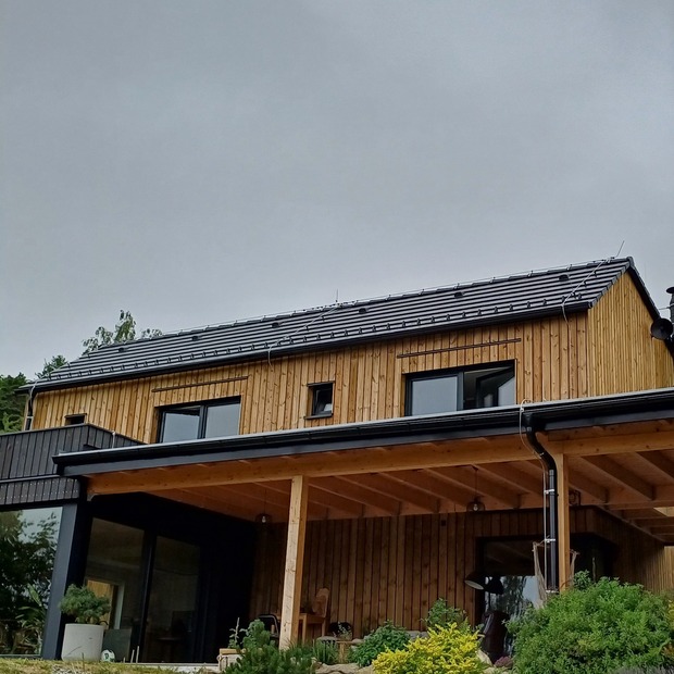 Reference: opláštění RD u Kašperských hor, zakázková výroba Impregnace Soběslav