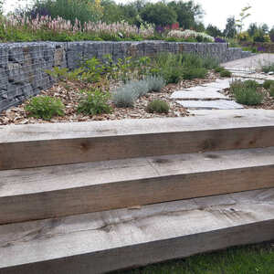 Odřez - Pražec zahradní Dub, 150x260x300-500 mm, neimpregnovaný 