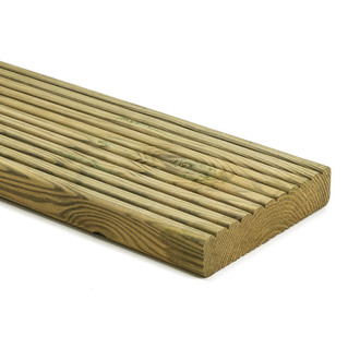 Prkno terasové Borovice - drážkované, 25x130x3000 mm, impregnované Prkno terasové Borovice - drážkované, 25x130x3000 mm, impregnované